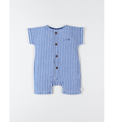 NOUKIES B Cocon pyjama romper - blauw gestreept - 1m