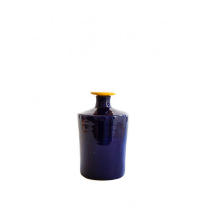 VAL Carlota fles 11.5cm - blauw met geel deksel