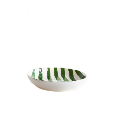 VAL Festive Fusilli diep bord 22cm - dark green stripes