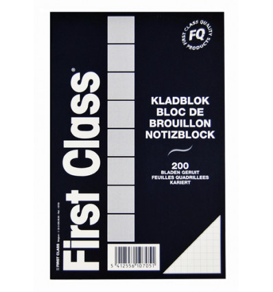 FIRST CLAS Kladblok 135x210mm 200bl. - ruit
