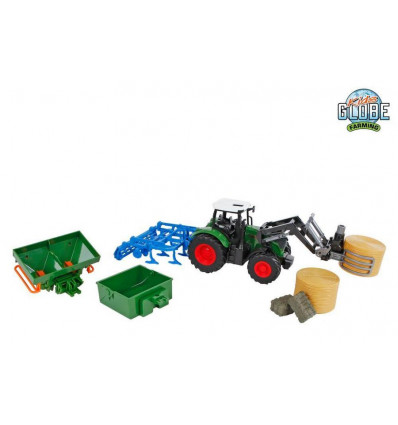 KidsGlobe tractor met 8 acc.- groen 30cm