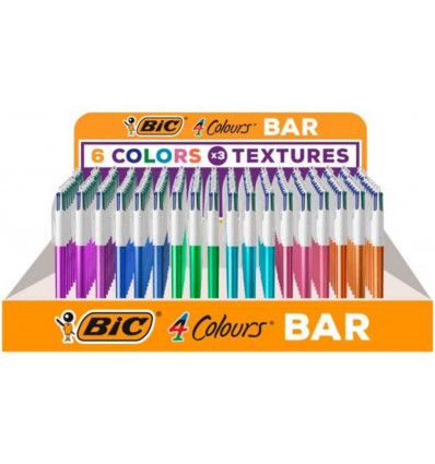 BIC Balpen 4kleuren bar texture - ass. (prijs per stuk)