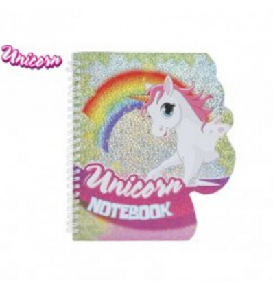 Unicorn - Notitieboekje glitter - 16.5x 16cm