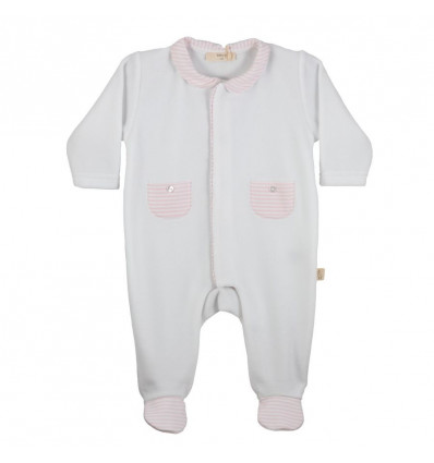 BABY GI Pyjama - wit/ roze streep - 1m