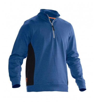 JOBMAN Sweatshirt 1/2 sluiting - M - blauw/zwart TU LU
