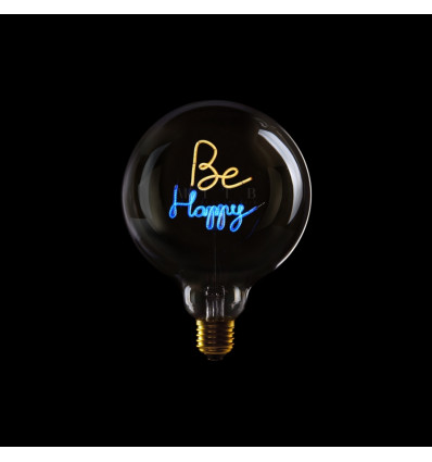 MESSAGE IN THE BULB - Be happy amber/ blauw - G125/ E27/ 2W