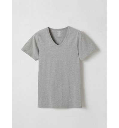 WOODY Heren t-shirt V neck - grijs melange - XL