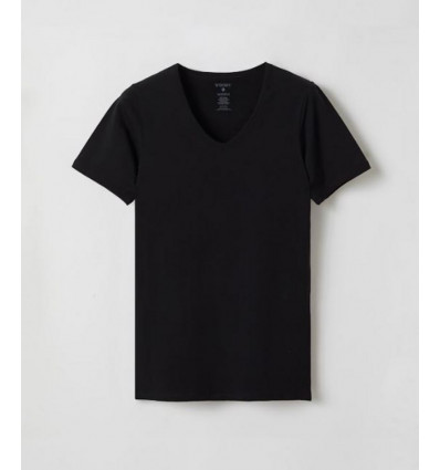 WOODY Heren t-shirt V neck - zwart - L