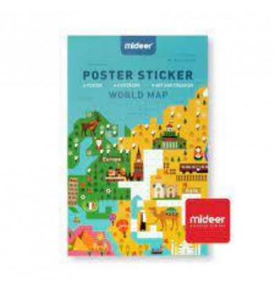SCHLEICH Sticker poster - wereldkaart
