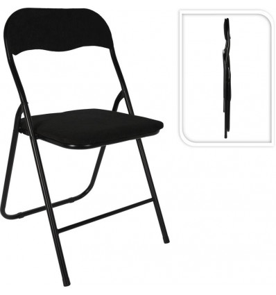 Vouwstoel ribcord - zwart plooibare bijzetstoel