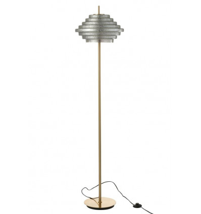 JLINE Staanlamp LED rookglas - 154x36cm- metaal goud