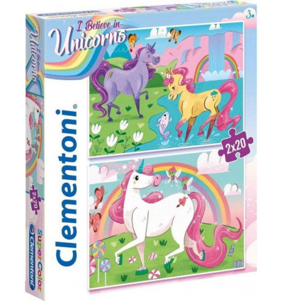 CLEMENTONI Puzzel - unicorns brilliant 2x20st.