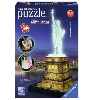 RAVENSBURGER Puzzel 3D - Vrijheidsbeeld night edition 108st.