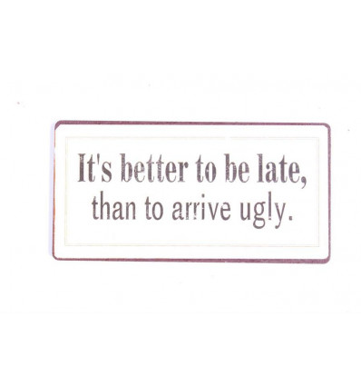 Magneet - It's better to be late, than to arrive ugly - 5x10cm
