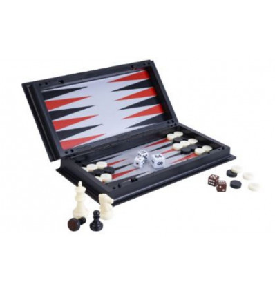 LONGFIELD Reis schaak-/backgammon spel - opklapbaar/magnetisch 24x24cm