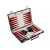 Backgammon 15 inch koffer - rood/zwart kunstlederen 36x36x5cm