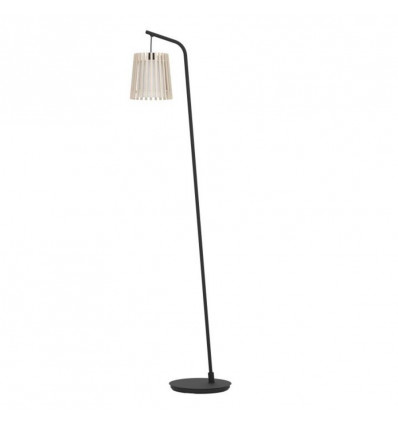 Eglo FATTORIA staande lamp H1700 1 X 25Wstaal zwart/hout textiel bruin,wit