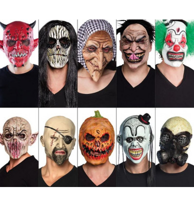 Latex hoofdmasker halloween- assortiment (prijs per stuk)