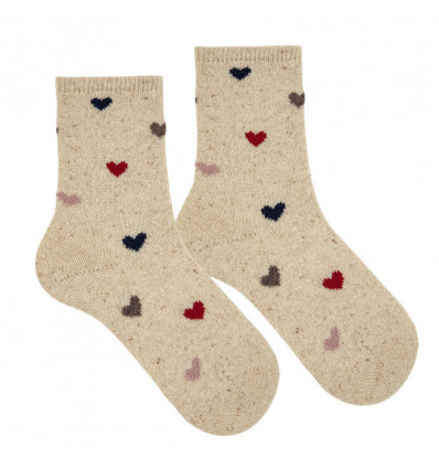 CONDOR Meisjes sokken tweed hart - beige- 4jaar