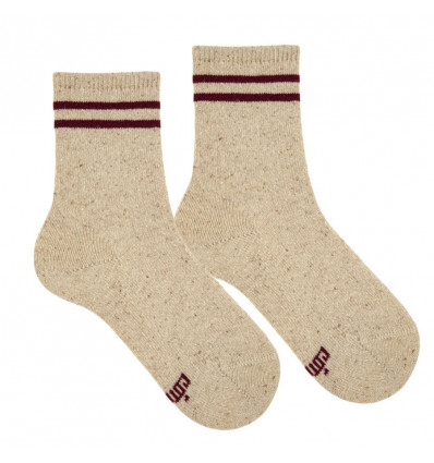 CONDOR Kinder sokken met sport streep - beige - 8j.