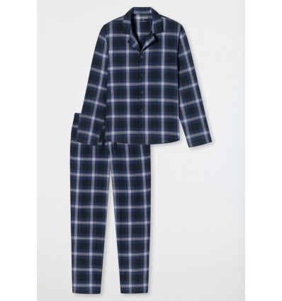 SCHIESSER Heren pyjama knoopsluiting - nachtblauw geruit - 054