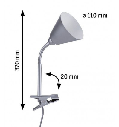 PAULMANN Klemlamp Vitis - E14 - flexarm - snoerschakelaar 1.5M - grijs