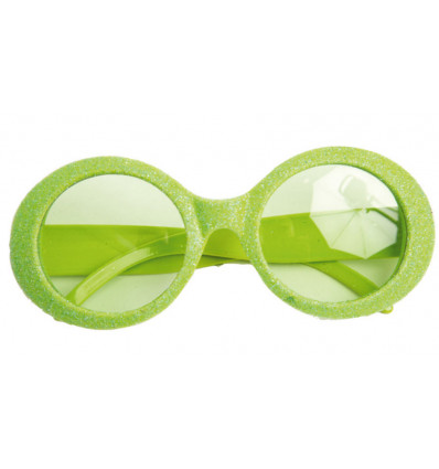 Verkleedacc. discobril kids - groen neon glitter