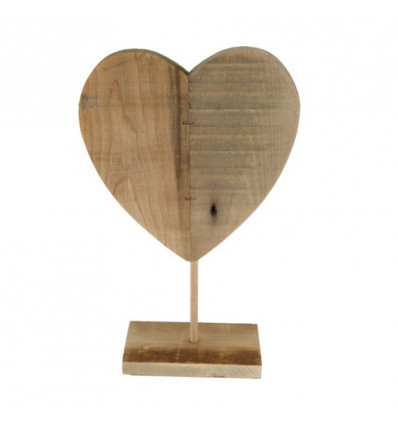 Deco hart op voet - 20x8x32cm - historic hout