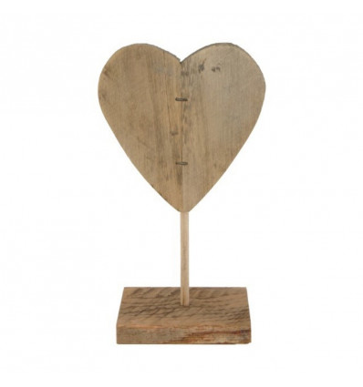 Deco hart op voet - 15x8x26.5cm - hout historic