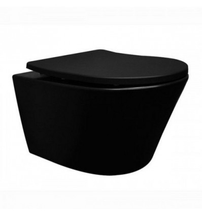 Vesta Hangtoilet - mat zwart Rimless wc