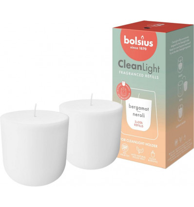 BOLSIUS Clean Light navulling 2st.- bergamot/ neroli