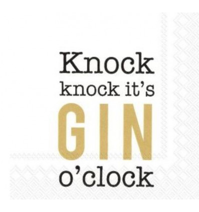 IHR Servetten 25x25cm - Knock knock its gin o'clock gold 798809