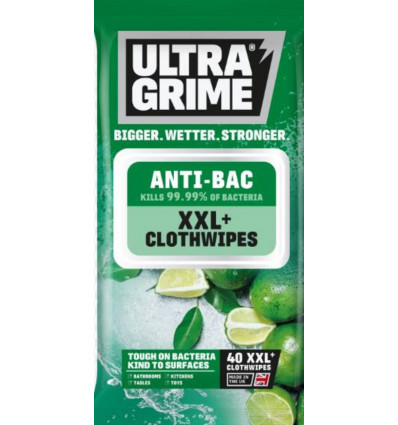 ULTRA GRIME Anti bacteriele doekjes 40 XXL poetsdoekjes
