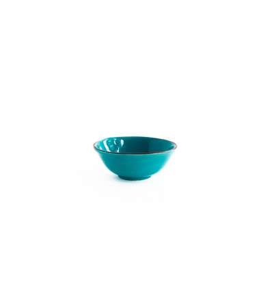 VAL Inez bowl 15x6cm - turquoise, oranje lijn