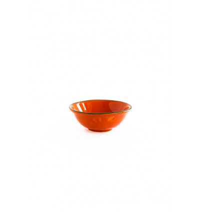 VAL Inez bowl 15x6cm - d. oranje, groene lijn
