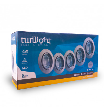Led inbouwspots Twilight set/5 - wit dia 8.5cm - 6500K - GU10 - 5W - IP20