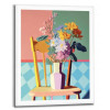 Slim frame wit - 40x50cm - checkers floral chair