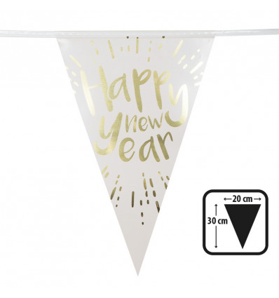 Nieuwjaar - Folievlaggenlijn 'Happy New Year' - 4m