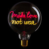 MESSAGE IN THE BULB - Make love not war- G125 E27 2W - rood/ amber