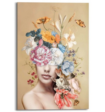 Deco panel - 60x90cm - trendy floral lady