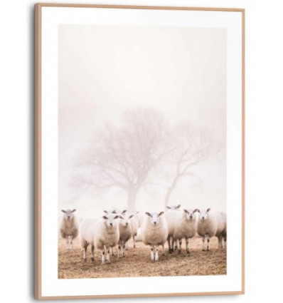 Slim frame wood - 30x40cm - sheep in field