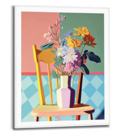 Slim frame wit - 40x50cm - checkers floral chair