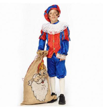 Kostuum kind Piet blauw/rood - 104
