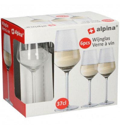 ALPINA Witte wijnglazen 370ml - 6stuks