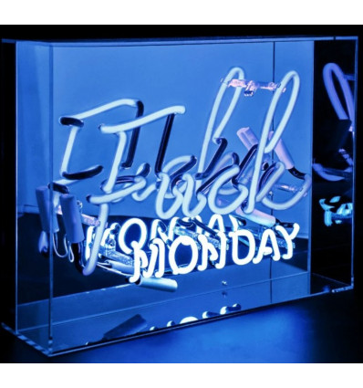 Large acryl box neon - fuck monday blauw
