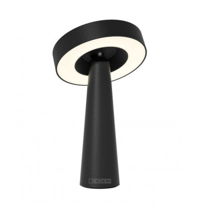NEWDES Tip tafellamp LED 21cm - zwart acculamp draadloos - aluminium