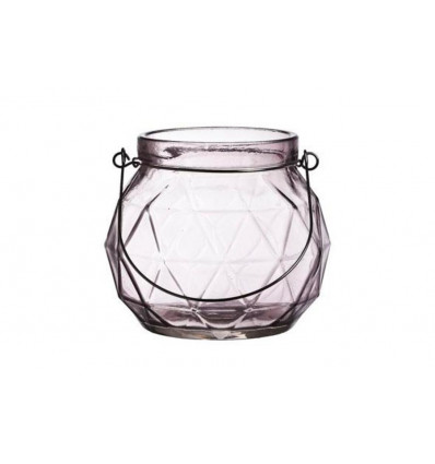 COSY@HOME Lantaarn geometrisch - 12.3x12x10.5cm - mauve glas
