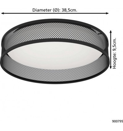 EGLO Plafondlamp LUPPINERIA LED - 38,5cm zwart/wit