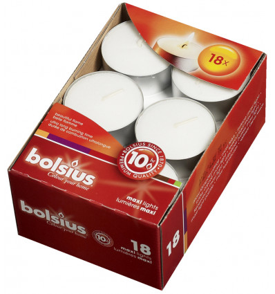 BOLSIUS Maxilight 10u 18stuks-wit (doos) 103631108800