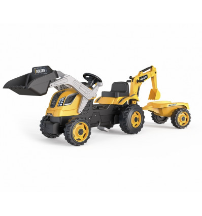 SMOBY Builder tractor XL met aanhanger - geel/ zwart